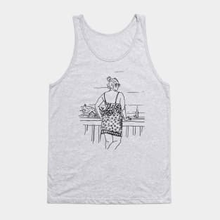Plant Girl is waiting for her coffee at the beach house Tank Top